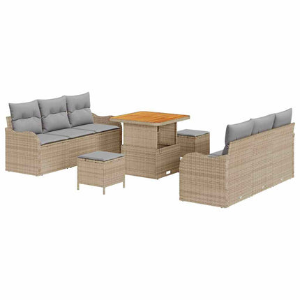 Trädgårdsoffset med kudde med lagring 9 pcs Beige och Ljusgrå