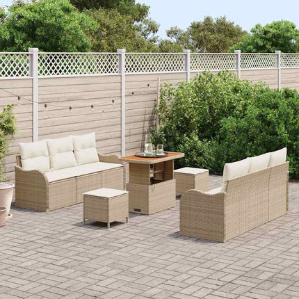 Trädgårdsoffset med kudde 9 pcs Beige och gräddfärgad