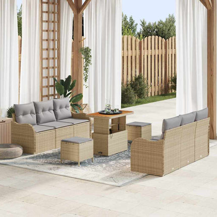 Trädgårdsoffset med kudde med lagring 9 pcs Beige och Ljusgrå