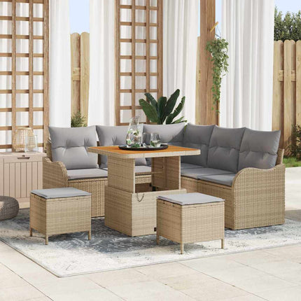 Trädgårdsoffset 8 st 7-Antal sittplatser Beige och Ljusgrå