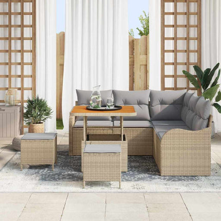 Trädgårdsoffset 8 st 7-Antal sittplatser Beige och Ljusgrå