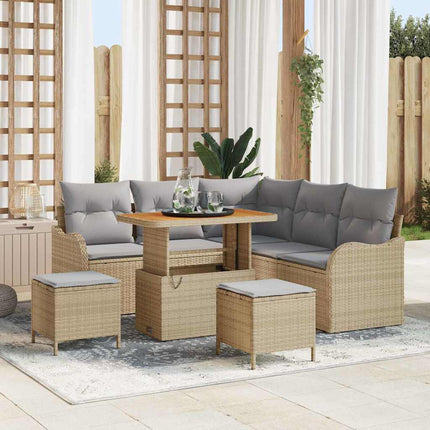 Trädgårdsoffset med kudde med lagring 8 pcs Beige och Ljusgrå