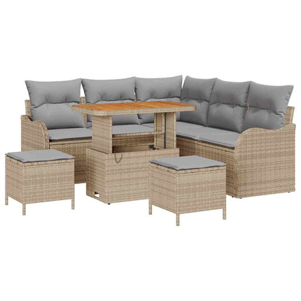 Trädgårdsoffset med kudde med lagring 8 pcs Beige och Ljusgrå