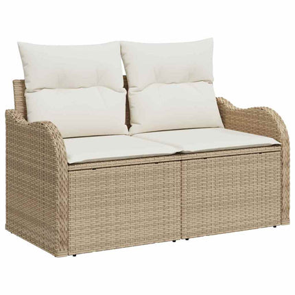 Trädgårdsoffset med kudde med kudde 9 pcs Beige och gräddfärgad