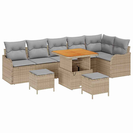Trädgårdsoffset 9 st 8-Antal sittplatser Beige och Ljusgrå