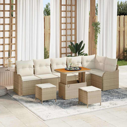 Trädgårdsoffset med kudde 9 pcs Beige och gräddfärgad
