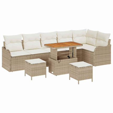 Trädgårdsoffset med kudde 9 pcs Beige och gräddfärgad