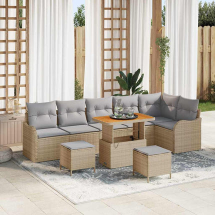 Trädgårdsoffset med kudde med lagring 9 pcs Beige och Ljusgrå