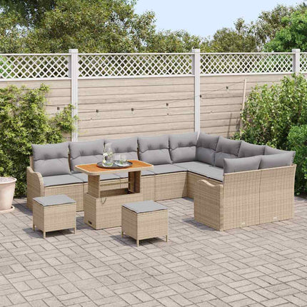 Trädgårdsoffset med kudde med lagring 12 pcs Beige och Ljusgrå