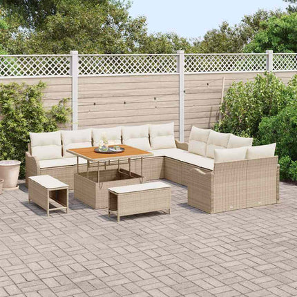 Trädgårdsoffset med kudde 13 pcs Beige och gräddfärgad