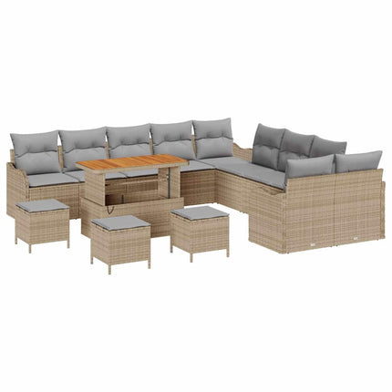 Trädgårdsoffset med kudde med lagring 14 pcs Beige och Ljusgrå