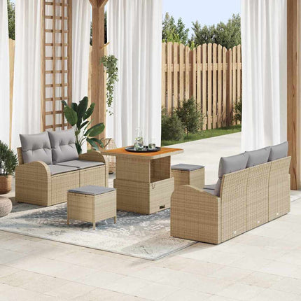 Trädgårdsoffset med kudde med lagring 8 pcs Beige och Ljusgrå