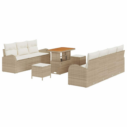 Trädgårdsoffset med kudde 10 pcs Beige och gräddfärgad