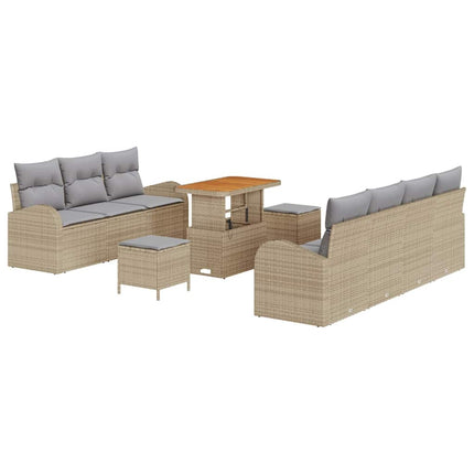 Trädgårdsoffset med kudde med lagring 10 pcs Beige och Ljusgrå