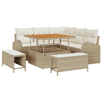 Trädgårdsoffset med kudde 8 pcs Beige och gräddfärgad