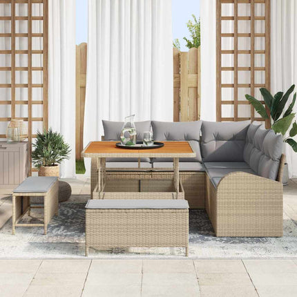 Trädgårdsoffset med kudde med lagring 8 pcs Beige och Ljusgrå