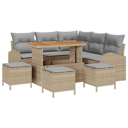 Trädgårdsoffset med kudde med lagring 9 pcs Beige och Ljusgrå