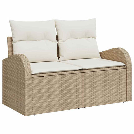 Trädgårdsoffset med kudde med kudde 9 pcs Beige och gräddfärgad