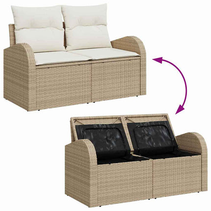 Trädgårdsoffset med kudde med kudde 9 pcs Beige och gräddfärgad