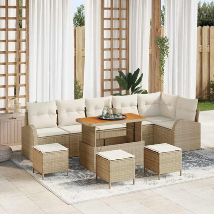 Trädgårdsoffset med kudde 10 pcs Beige och gräddfärgad