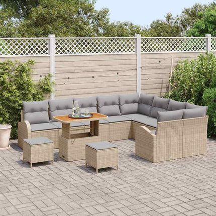 Trädgårdsoffset med kudde med lagring 12 pcs Beige och Ljusgrå