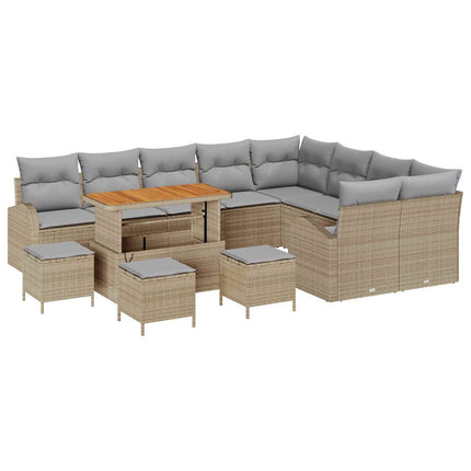 Trädgårdsoffset med kudde med lagring 13 pcs Beige och Ljusgrå
