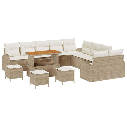 Trädgårdsoffset med kudde 14 pcs Beige och gräddfärgad