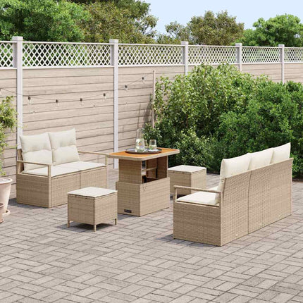 Trädgårdsoffset med kudde 8 pcs Beige och gräddfärgad