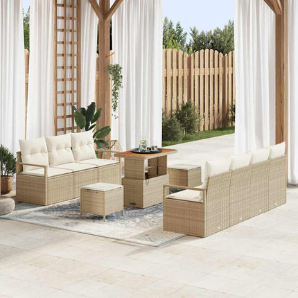 Trädgårdsoffset med kudde 10 pcs Beige och gräddfärgad