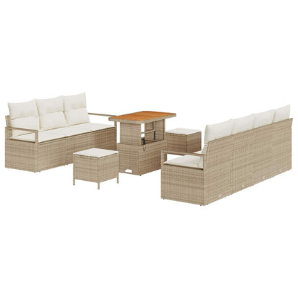 Trädgårdsoffset med kudde 10 pcs Beige och gräddfärgad