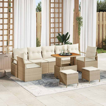 Trädgårdsoffset med kudde 10 pcs Beige och gräddfärgad