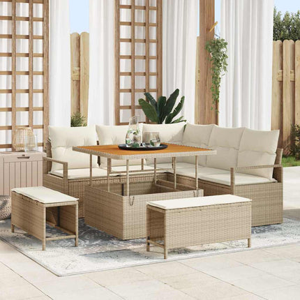 Trädgårdsoffset med kudde 8 pcs Beige och gräddfärgad