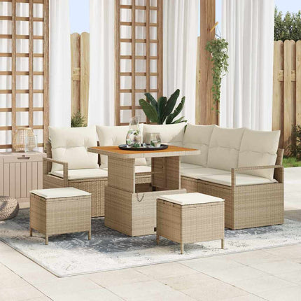 Trädgårdsoffset med kudde 8 pcs Beige och gräddfärgad