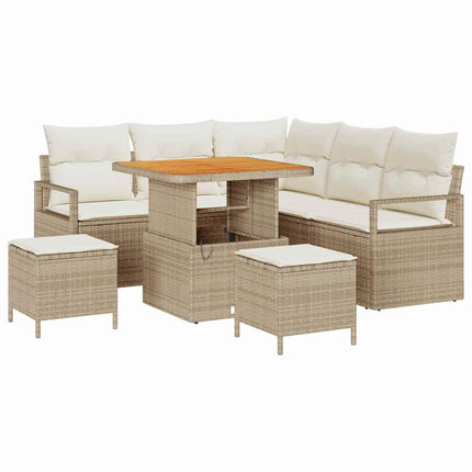 Trädgårdsoffset med kudde 8 pcs Beige och gräddfärgad
