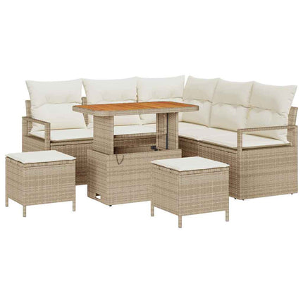 Trädgårdsoffset med kudde 8 pcs Beige och gräddfärgad