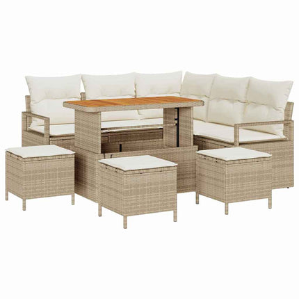 Trädgårdsoffset med kudde 9 pcs Beige och gräddfärgad