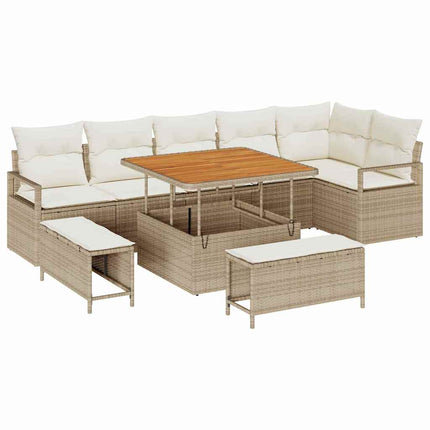 Trädgårdsoffset med kudde 9 pcs Beige och gräddfärgad