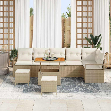Trädgårdsoffset med kudde 9 pcs Beige och gräddfärgad