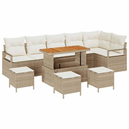 Trädgårdsoffset med kudde 10 pcs Beige och gräddfärgad