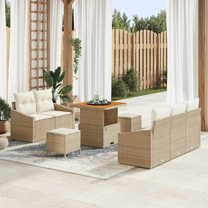 Trädgårdsoffset med kudde 8 pcs Beige och gräddfärgad