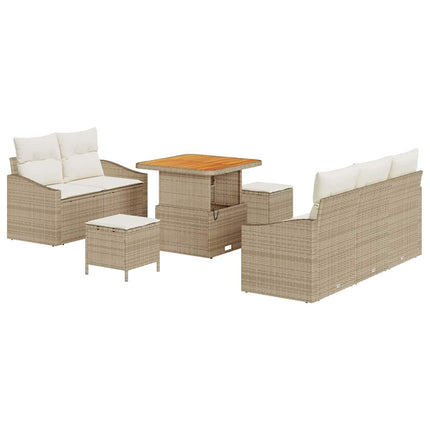 Trädgårdsoffset med kudde 8 pcs Beige och gräddfärgad