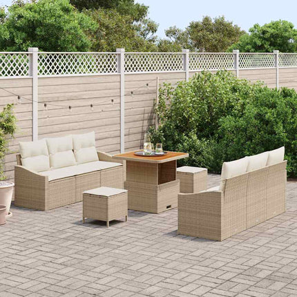 Trädgårdsoffset med kudde 9 pcs Beige och gräddfärgad