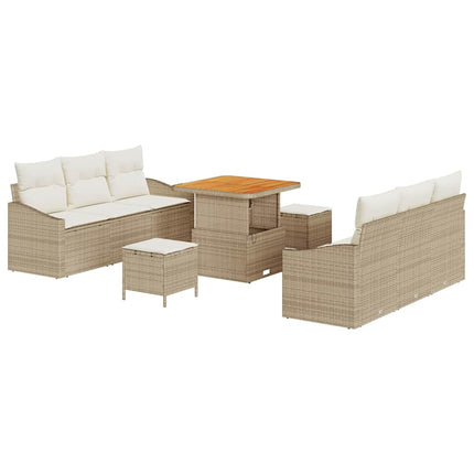 Trädgårdsoffset med kudde 9 pcs Beige och gräddfärgad