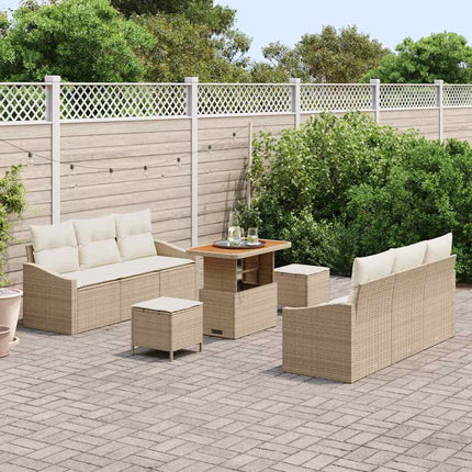 Trädgårdsoffset med kudde 9 pcs Beige och gräddfärgad