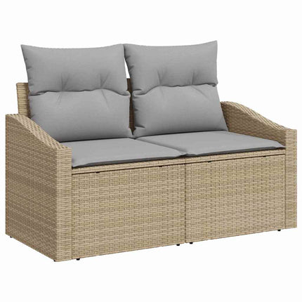 Trädgårdsoffset 9 st 7-Antal sittplatser Beige Poly rattan