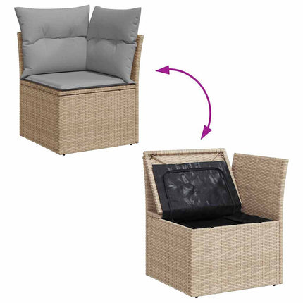 Trädgårdsoffset 9 st 7-Antal sittplatser Beige Poly rattan