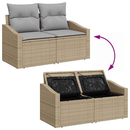 Trädgårdsoffset 9 st 7-Antal sittplatser Beige Poly rattan