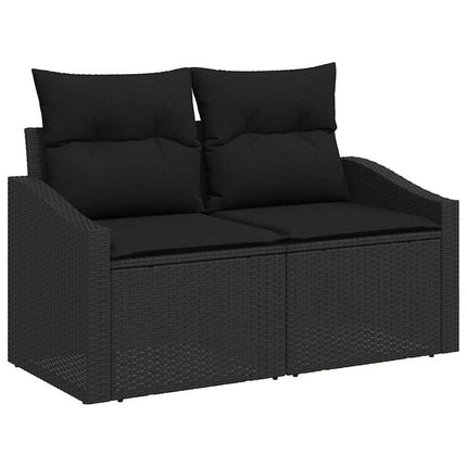 Trädgårdsoffset med kudde med lagring 13 pcs Svart Poly rattan