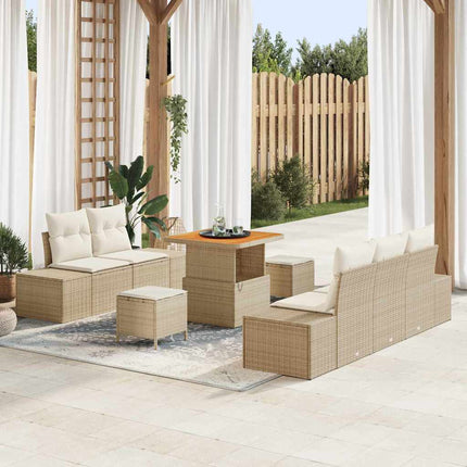 Trädgårdsoffset med kudde med lagring 8 pcs Beige Poly rattan
