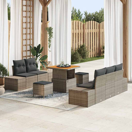Trädgårdsoffset med kudde med lagring 8 pcs Grå Poly rattan